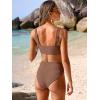 image:imageANRABESS Bikini Sets for Women Summer High Waisted 2 Piece Bathing Suit Ribbed Tie Knot Swimsuit 2026 Beach Vacation SwimwearBrown