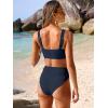 image:imageANRABESS Bikini Sets for Women Summer High Waisted 2 Piece Bathing Suit Ribbed Tie Knot Swimsuit 2026 Beach Vacation SwimwearNavy Blue