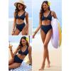 image:imageANRABESS Bikini Sets for Women Summer High Waisted 2 Piece Bathing Suit Ribbed Tie Knot Swimsuit 2026 Beach Vacation SwimwearNavy Blue