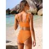 image:imageANRABESS Bikini Sets for Women Summer High Waisted 2 Piece Bathing Suit Ribbed Tie Knot Swimsuit 2026 Beach Vacation SwimwearOrange