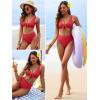 image:imageANRABESS Bikini Sets for Women Summer High Waisted 2 Piece Bathing Suit Ribbed Tie Knot Swimsuit 2026 Beach Vacation SwimwearRed