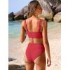 image:imageANRABESS Bikini Sets for Women Summer High Waisted 2 Piece Bathing Suit Ribbed Tie Knot Swimsuit 2026 Beach Vacation SwimwearRed