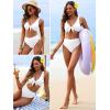 image:imageANRABESS Bikini Sets for Women Summer High Waisted 2 Piece Bathing Suit Ribbed Tie Knot Swimsuit 2026 Beach Vacation SwimwearWhite