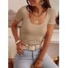 image:imageANRABESS Short Sleeve Sweater for Women Scoop Neck Casual Lightweight Ribbed Knit Pullover Tops 2026 Spring Summer OutfitsBeige