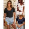 image:imageANRABESS Short Sleeve Sweater for Women Scoop Neck Casual Lightweight Ribbed Knit Pullover Tops 2026 Spring Summer OutfitsBlack