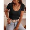 image:imageANRABESS Short Sleeve Sweater for Women Scoop Neck Casual Lightweight Ribbed Knit Pullover Tops 2026 Spring Summer OutfitsBlack