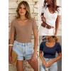 image:imageANRABESS Short Sleeve Sweater for Women Scoop Neck Casual Lightweight Ribbed Knit Pullover Tops 2026 Spring Summer OutfitsKhaki