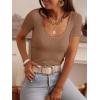image:imageANRABESS Short Sleeve Sweater for Women Scoop Neck Casual Lightweight Ribbed Knit Pullover Tops 2026 Spring Summer OutfitsKhaki