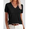 image:imageANRABESS Short Sleeve Sweaters for Women Wool Blend V Neck Sweater Shirts Business Casual Work Tops 2026 Summer OutfitsBlack