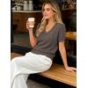 image:imageANRABESS Short Sleeve Sweaters for Women Wool Blend V Neck Sweater Shirts Business Casual Work Tops 2026 Summer OutfitsDrak Taupe
