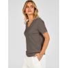 image:imageANRABESS Short Sleeve Sweaters for Women Wool Blend V Neck Sweater Shirts Business Casual Work Tops 2026 Summer OutfitsDrak Taupe