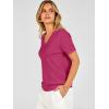 image:imageANRABESS Short Sleeve Sweaters for Women Wool Blend V Neck Sweater Shirts Business Casual Work Tops 2026 Summer OutfitsHot Pink