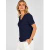 image:imageANRABESS Short Sleeve Sweaters for Women Wool Blend V Neck Sweater Shirts Business Casual Work Tops 2026 Summer OutfitsNavy Blue