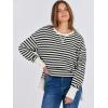 image:imageANRABESS Sweatshirts for Women 2025 Fall Long Sleeve Shirts Oversized Crewneck Lightweight Side Split Casual Pullover TopsBlack White