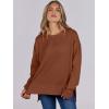 image:imageANRABESS Sweatshirts for Women 2025 Fall Long Sleeve Shirts Oversized Crewneck Lightweight Side Split Casual Pullover TopsBurnt Brown