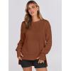 image:imageANRABESS Sweatshirts for Women 2025 Fall Long Sleeve Shirts Oversized Crewneck Lightweight Side Split Casual Pullover TopsBurnt Brown