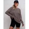 image:imageANRABESS Sweatshirts for Women 2025 Fall Long Sleeve Shirts Oversized Crewneck Lightweight Side Split Casual Pullover TopsCamel