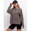 image:imageANRABESS Sweatshirts for Women 2025 Fall Long Sleeve Shirts Oversized Crewneck Lightweight Side Split Casual Pullover TopsCamel