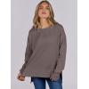 image:imageANRABESS Sweatshirts for Women 2025 Fall Long Sleeve Shirts Oversized Crewneck Lightweight Side Split Casual Pullover TopsCamel