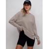 image:imageANRABESS Sweatshirts for Women 2025 Fall Long Sleeve Shirts Oversized Crewneck Lightweight Side Split Casual Pullover TopsKhaki