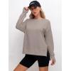 image:imageANRABESS Sweatshirts for Women 2025 Fall Long Sleeve Shirts Oversized Crewneck Lightweight Side Split Casual Pullover TopsKhaki