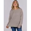 image:imageANRABESS Sweatshirts for Women 2025 Fall Long Sleeve Shirts Oversized Crewneck Lightweight Side Split Casual Pullover TopsKhaki