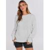 image:imageANRABESS Sweatshirts for Women 2025 Fall Long Sleeve Shirts Oversized Crewneck Lightweight Side Split Casual Pullover TopsLight Grey