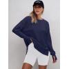 image:imageANRABESS Sweatshirts for Women 2025 Fall Long Sleeve Shirts Oversized Crewneck Lightweight Side Split Casual Pullover TopsNavy Blue