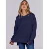 image:imageANRABESS Sweatshirts for Women 2025 Fall Long Sleeve Shirts Oversized Crewneck Lightweight Side Split Casual Pullover TopsNavy Blue