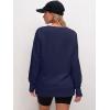 image:imageANRABESS Sweatshirts for Women 2025 Fall Long Sleeve Shirts Oversized Crewneck Lightweight Side Split Casual Pullover TopsNavy Blue