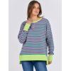 image:imageANRABESS Sweatshirts for Women 2025 Fall Long Sleeve Shirts Oversized Crewneck Lightweight Side Split Casual Pullover TopsPink Green
