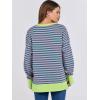 image:imageANRABESS Sweatshirts for Women 2025 Fall Long Sleeve Shirts Oversized Crewneck Lightweight Side Split Casual Pullover TopsPink Green