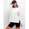 image:imageANRABESS Sweatshirts for Women 2025 Fall Long Sleeve Shirts Oversized Crewneck Lightweight Side Split Casual Pullover TopsWhite
