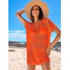 image:imageANRABESS Swimsuit Cover Up for Women 2026 Crochet Bathing Suit Swimwear Mesh Knit Beach Dress Summer Vacation ClothesOrange