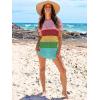 image:imageANRABESS Swimsuit Cover Up for Women 2026 Crochet Bathing Suit Swimwear Mesh Knit Beach Dress Summer Vacation ClothesStripe Rainbow