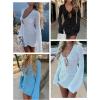 image:imageANRABESS Swimsuit Cover Up for Women Crochet Bathing Suit 2026 Summer Swimwear V Neck Mesh Knit Dress Beach Vacation ClothesBlack