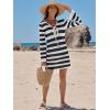image:imageANRABESS Swimsuit Cover Up for Women Crochet Bathing Suit 2026 Summer Swimwear V Neck Mesh Knit Dress Beach Vacation ClothesBlack White Stripe