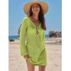 image:imageANRABESS Swimsuit Cover Up for Women Crochet Bathing Suit 2026 Summer Swimwear V Neck Mesh Knit Dress Beach Vacation ClothesNeon Green