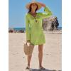image:imageANRABESS Swimsuit Cover Up for Women Crochet Bathing Suit 2026 Summer Swimwear V Neck Mesh Knit Dress Beach Vacation ClothesNeon Green