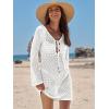 image:imageANRABESS Swimsuit Cover Up for Women Crochet Bathing Suit 2026 Summer Swimwear V Neck Mesh Knit Dress Beach Vacation ClothesOffwhite