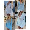 image:imageANRABESS Swimsuit Cover Up for Women Crochet Bathing Suit 2026 Summer Swimwear V Neck Mesh Knit Dress Beach Vacation ClothesSky