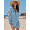 image:imageANRABESS Swimsuit Cover Up for Women Crochet Bathing Suit 2026 Summer Swimwear V Neck Mesh Knit Dress Beach Vacation ClothesSky