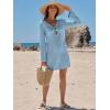 image:imageANRABESS Swimsuit Cover Up for Women Crochet Bathing Suit 2026 Summer Swimwear V Neck Mesh Knit Dress Beach Vacation ClothesSky