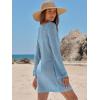 image:imageANRABESS Swimsuit Cover Up for Women Crochet Bathing Suit 2026 Summer Swimwear V Neck Mesh Knit Dress Beach Vacation ClothesSky