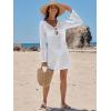image:imageANRABESS Swimsuit Cover Up for Women Crochet Bathing Suit 2026 Summer Swimwear V Neck Mesh Knit Dress Beach Vacation ClothesWhite