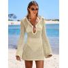 image:imageANRABESS Women Beach Crochet Cover Ups Summer Knit Swimwear Mesh Bathing Suit Hollow Out Dress 2026 Vacation SwimsuitBeige