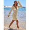 image:imageANRABESS Women Beach Crochet Cover Ups Summer Knit Swimwear Mesh Bathing Suit Hollow Out Dress 2026 Vacation SwimsuitBeige