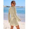 image:imageANRABESS Women Beach Crochet Cover Ups Summer Knit Swimwear Mesh Bathing Suit Hollow Out Dress 2026 Vacation SwimsuitBeige