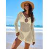 image:imageANRABESS Women Beach Crochet Cover Ups Summer Knit Swimwear Mesh Bathing Suit Hollow Out Dress 2026 Vacation SwimsuitBeige