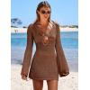 image:imageANRABESS Women Beach Crochet Cover Ups Summer Knit Swimwear Mesh Bathing Suit Hollow Out Dress 2026 Vacation SwimsuitBrown